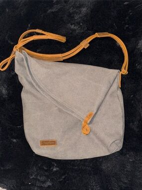 Tom Clovers Vintage Canvas & Leather Crossbody Messenger Bag - Khaki Gray